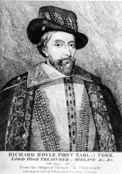 Richard Boyle (1566-1643), eerste graaf van Cork en Lord High Treasurer van Ierland, naar het origineel van 1643 in Chatsworth, uitgegeven 1803